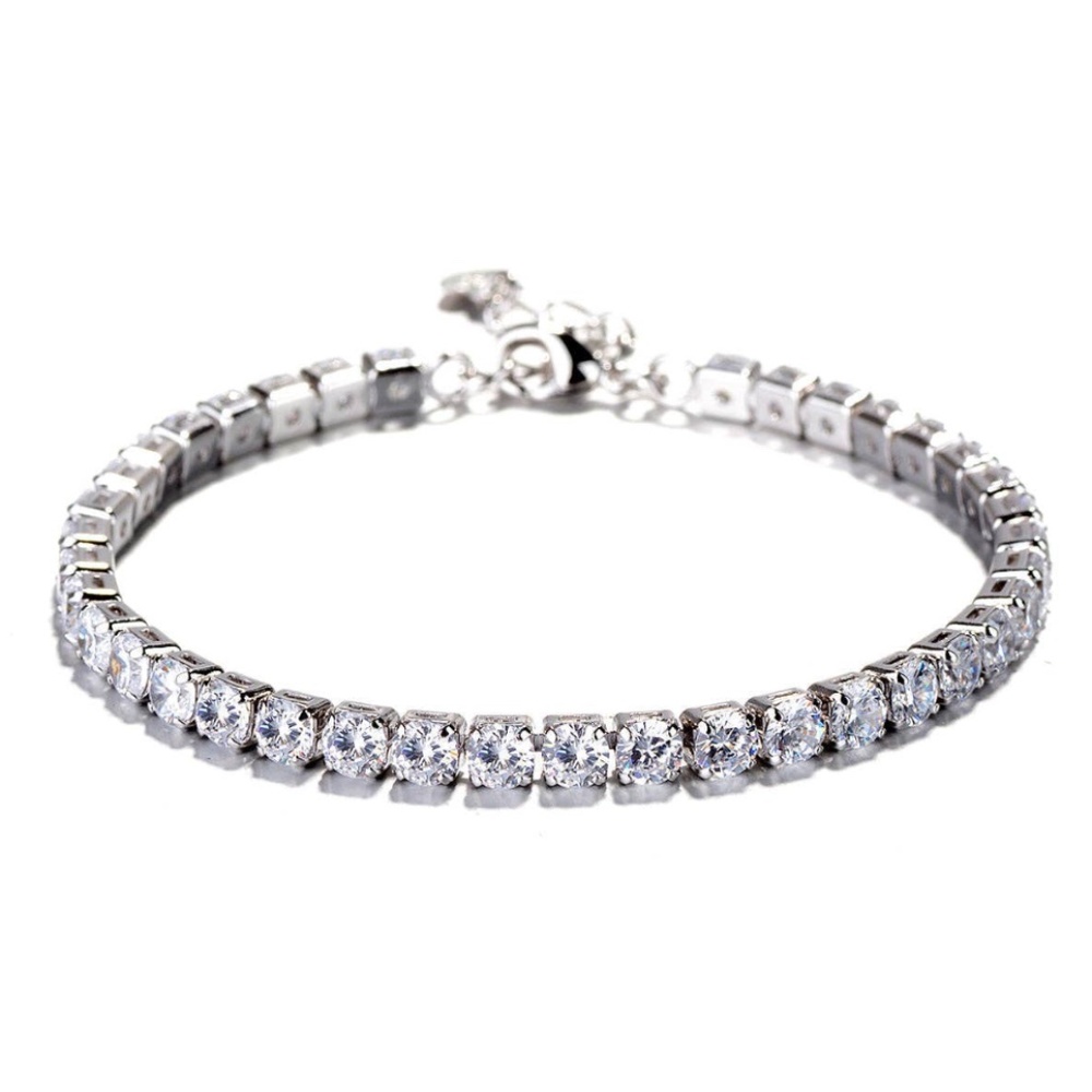 Silver Crystal Adjustable Anklet